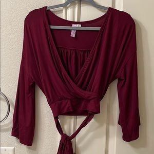 Maroon Criss-Cross Top
